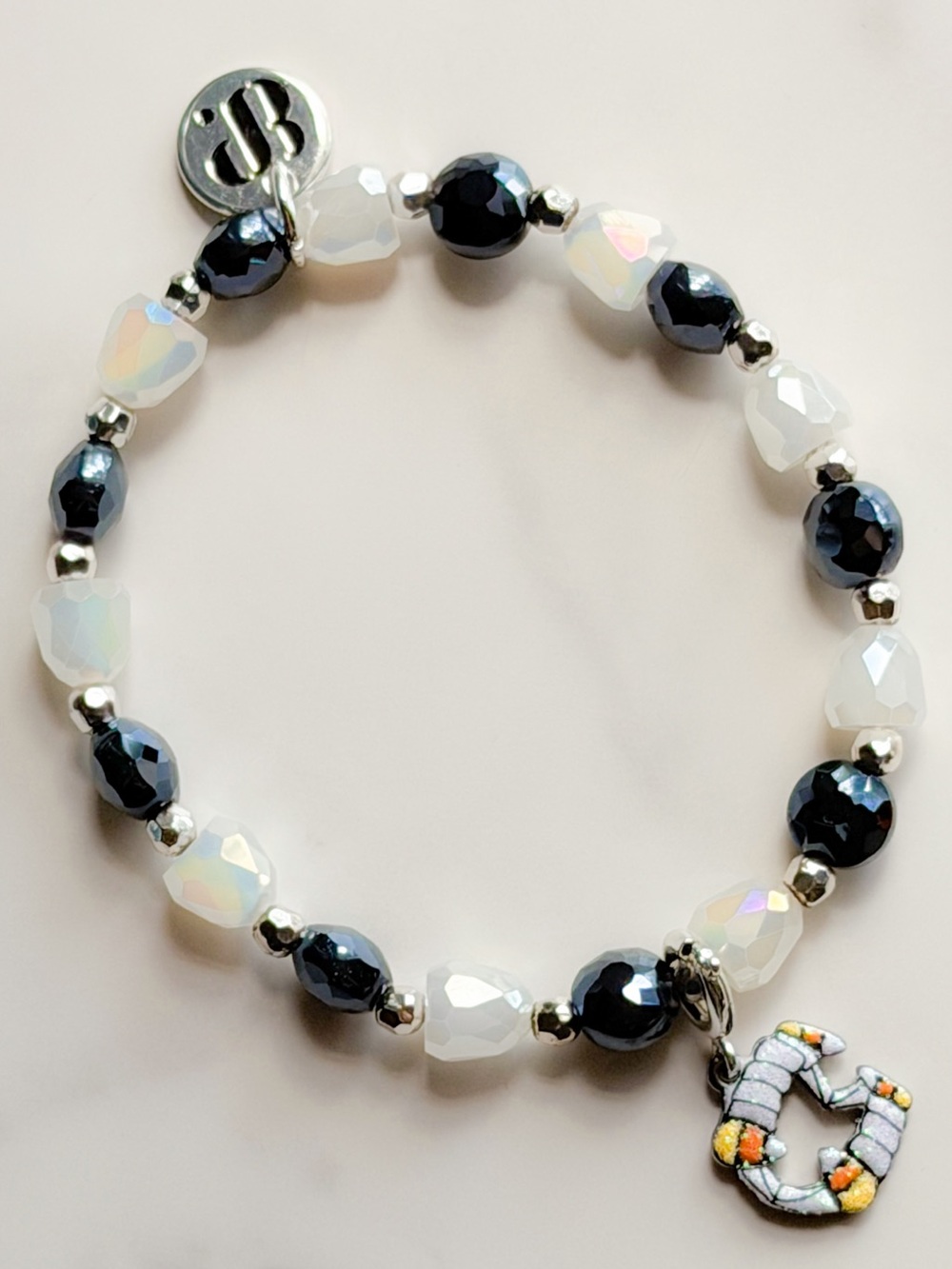 Bomb Party Halloween Candy Corn Teeth Stretch Bracelet Opal-like Bead Spooky EUC
